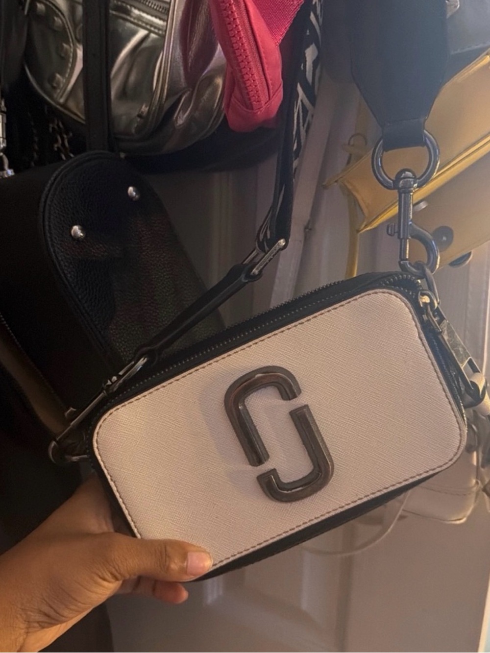 Marc Jacobs Cream and Black Double J Mini Crossbody